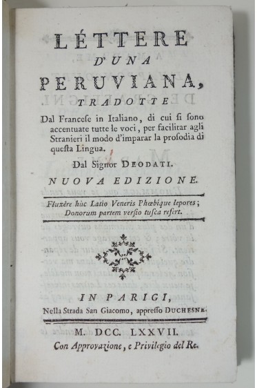 Lettres d'une Péruvienne / Léttere d'una Peruviana, bilingue, 1777