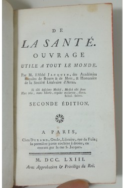 De la Santé, ouvrage utile à tout le monde. 1763