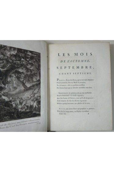 Les mois, poëme, en douze chants, par M. Roucher. Tome II in-4 sur vergé - gravure Moreau