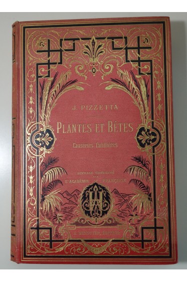 PIZZETTA. Plantes et bêtes : causeries sur l'histoire naturelle. 150 gravures, 6 planches coloriées. Cartonnagen Hennuyer, 1882