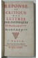 Réponse Ou critique des Lettres philosophiques de M. de V*** [ Voltaire ]