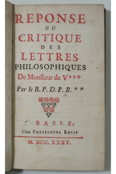 Réponse Ou critique des Lettres philosophiques de M. de V*** [ Voltaire ]