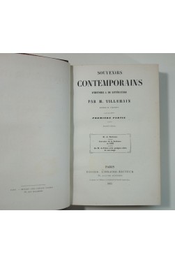 VILLEMAIN. Souvenirs contemporains d'histoire et de littérature 2/2 - Didier, 1855