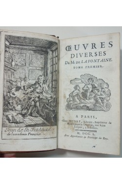 Poésies mêlées de LA FONTAINE, 1750. Oeuvres diverses tome 1 - HUART, frontispice