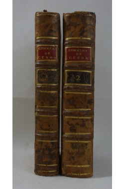 Les Commentaires de César - WAILLY. 2 tomes reliés - 4ème édition, BARBOU, 1803 - latin-français