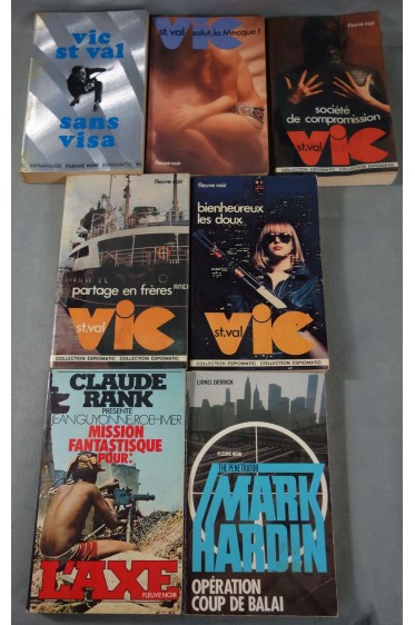 Lot de 5 n° VIC St. VAL + L'AXE n°2 + MARK HARDIN n°8 - Fleuve Noir, Collection Espiomatic