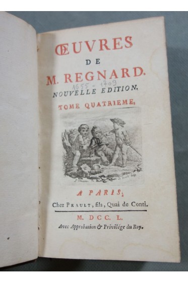 OEUVRES de M. REGNARD - 1750 - tome 4. 5 pièces et poésies diverses. PRAULT, relié