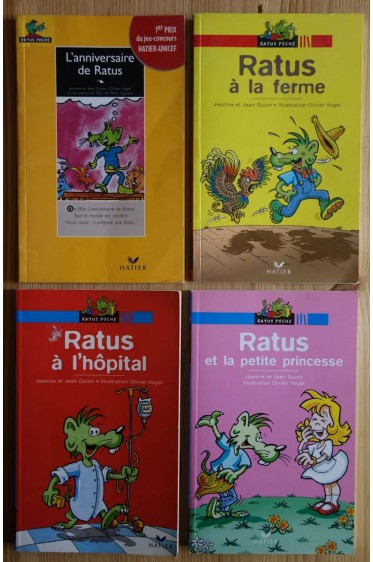 Lot L'anniversaire de Ratus - R. à la ferme/à l'hôpital/et la petite princesse - J. et J. Guion - Ill. Vogel - Hatier -