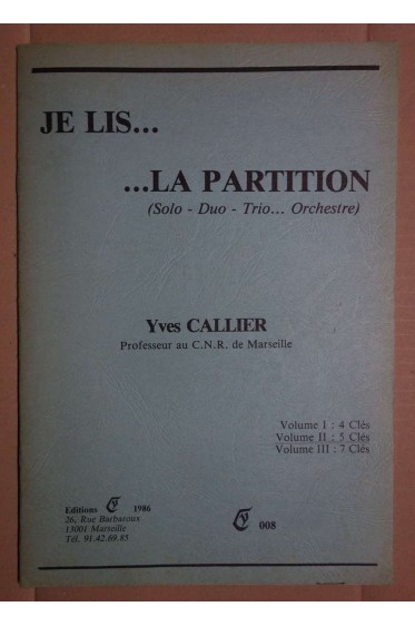 JE LIS... LA PARTITION VOLUME 2 : 5 CLES - Ed. Callier - Solfège - Correct -