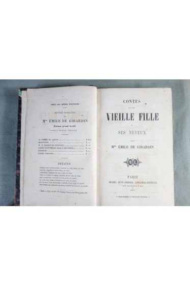 Contes d'une vieille fille à ses neveux par Mme Emile De Girardin. Michel Lévy, 1857