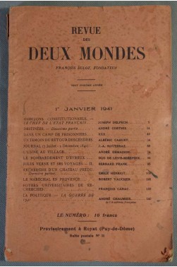 Revue des Deux Mondes, Paris, Tome 61 - Janvier 1941 -