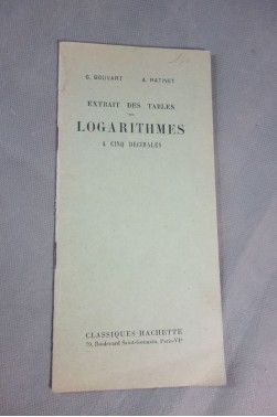 Extrait des tables de logarithmes à cinq décimales - Ed. Hachette, 1967