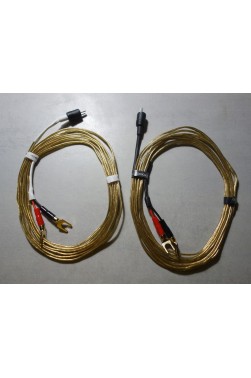 Cables enceintes montés 1,5mm2 DIN 2-PIN + fourches or 2x3,45m Vintage Amplifier