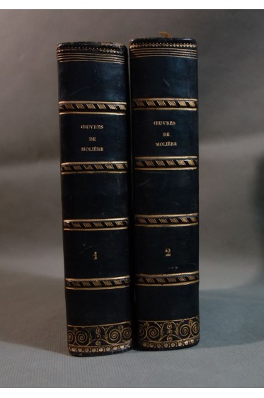 Belles RELIURES - Oeuvres de MOLIERE en 2 tomes. Firmin DIDOT, 1858 et 1854 - avec Notes