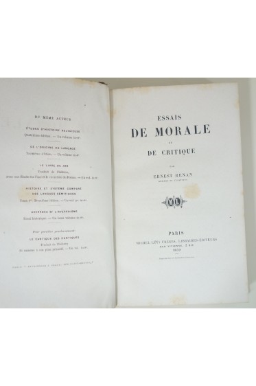 Essais de morale et de critique. 1ère édition collective, 1859